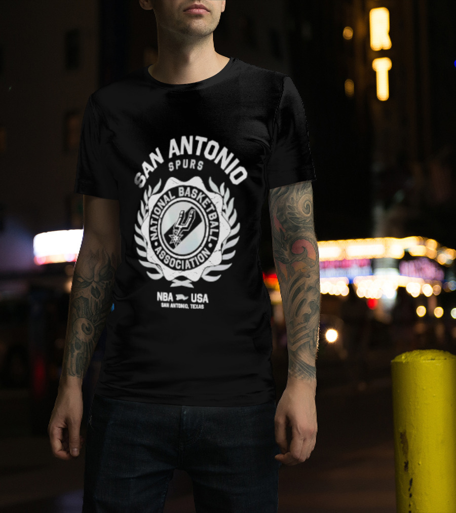 San Antonio Spurs NBA USA National Basketball Association Laurel Crest Flocking 2026 T-Shirt