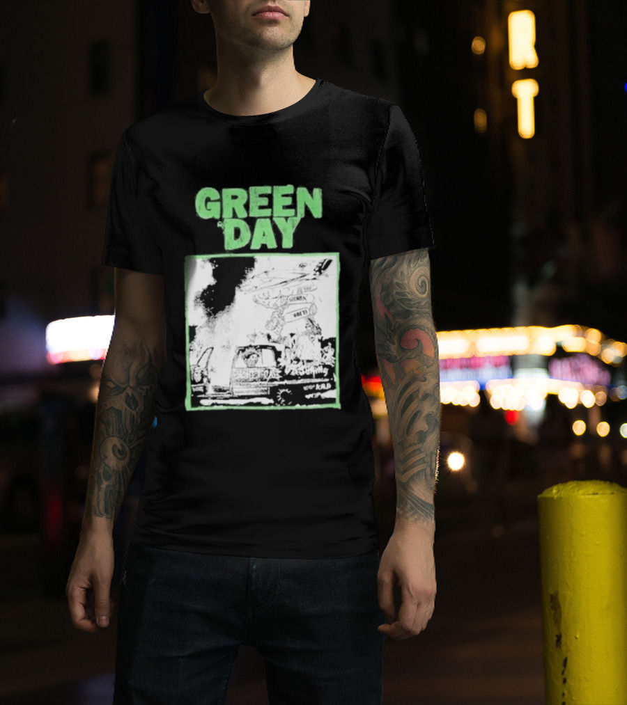 Green Day Riot Trio Vintage Sketch T-Shirt