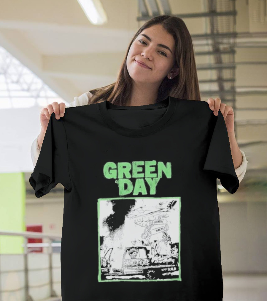 Green Day Riot Trio Vintage Sketch T-Shirt