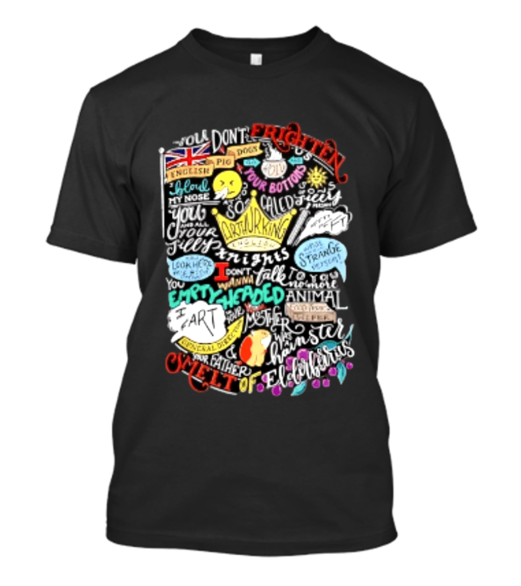 Monty Python And The Holy Grail Your Mother Was A Hamster Silly Insults And Grail Knights Quotes T-Shirt