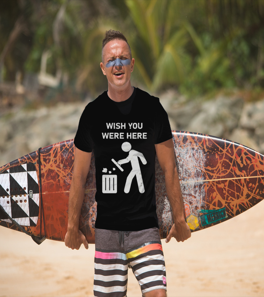 Wish You Were Here Trash Can Garbage Stick Figure T-Shirt