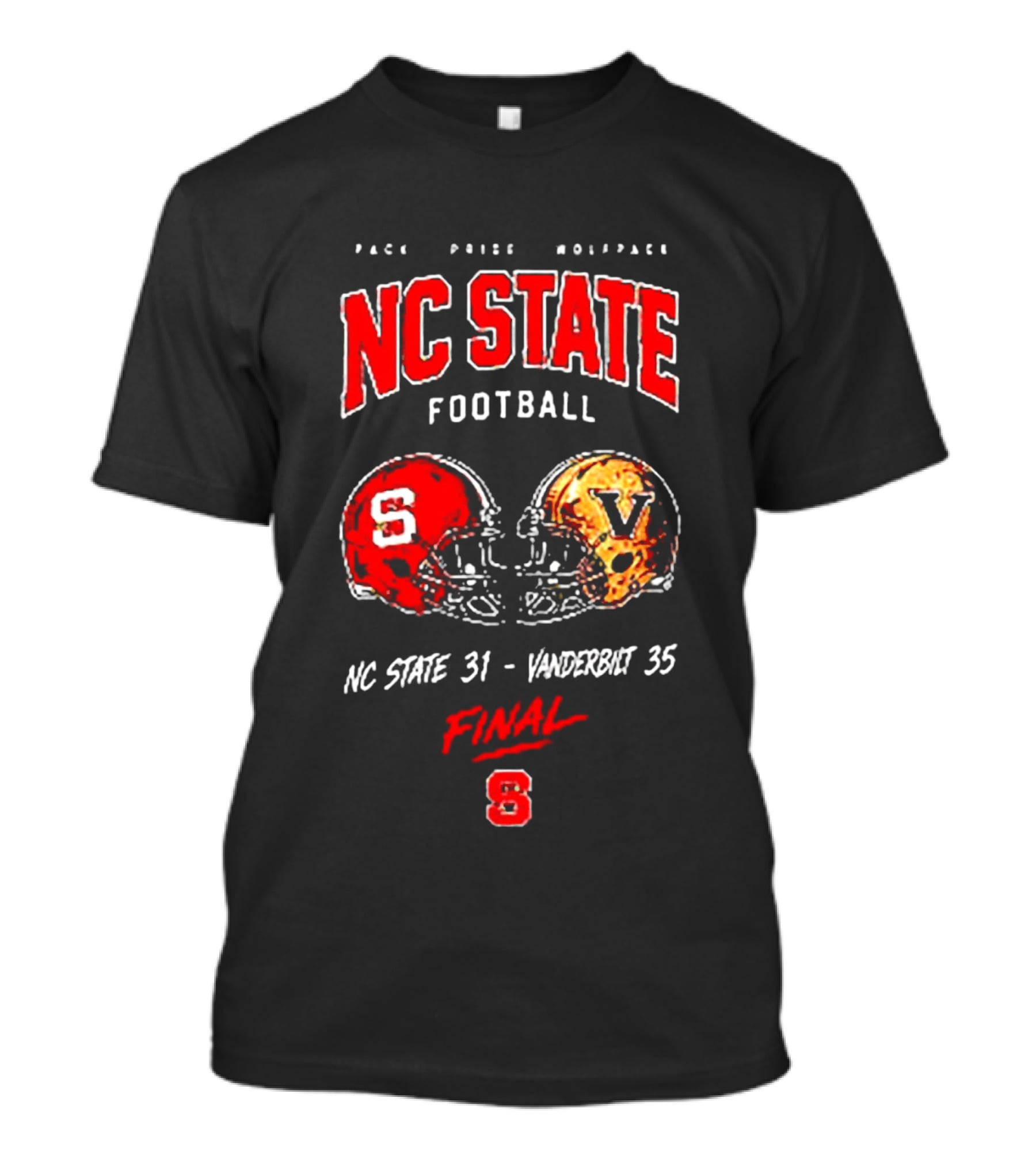 NC State Football Pack Pride Wolfpack Vs Vanderbilt Final Score 31 35 Helmet Matchup 8 T-Shirt