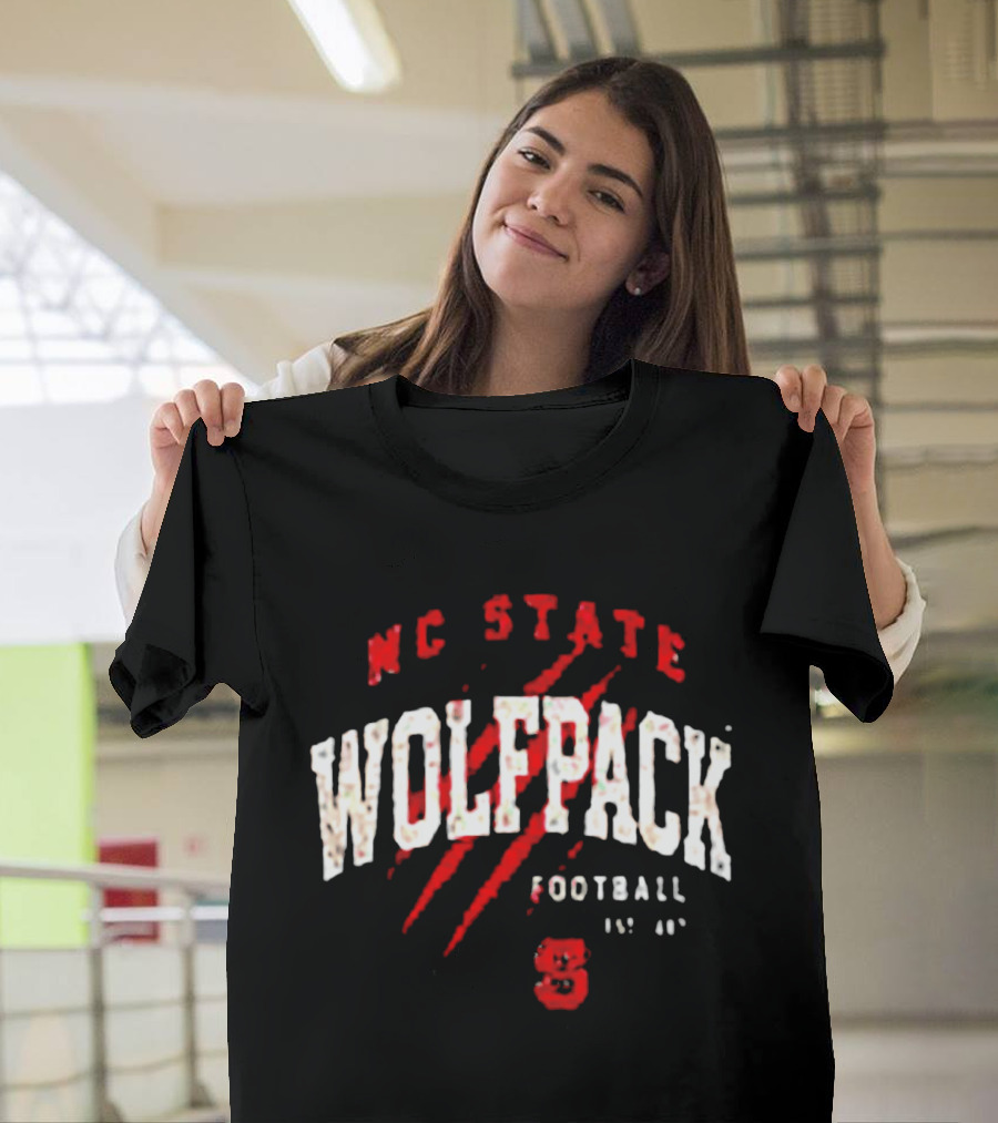 NC State Wolfpack Football Scratch Mark Est 89 T-Shirt