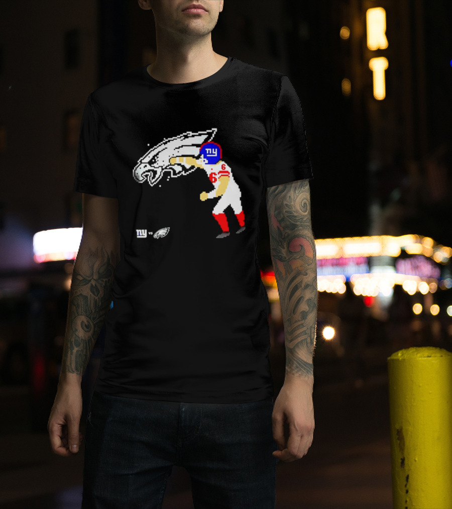 New York Giants Jaxson Dart Vs Philadelphia Eagles Retro Pixel T-Shirt