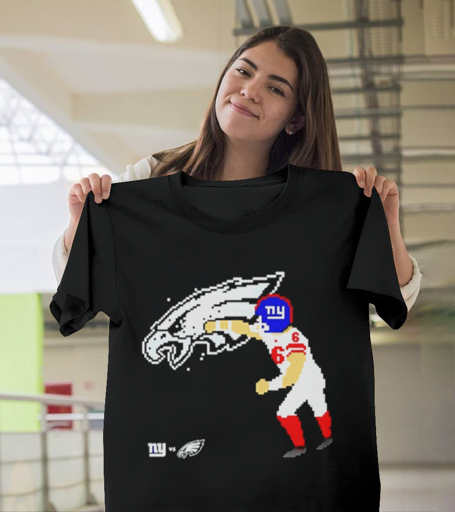 New York Giants Jaxson Dart Vs Philadelphia Eagles Retro Pixel T-Shirt