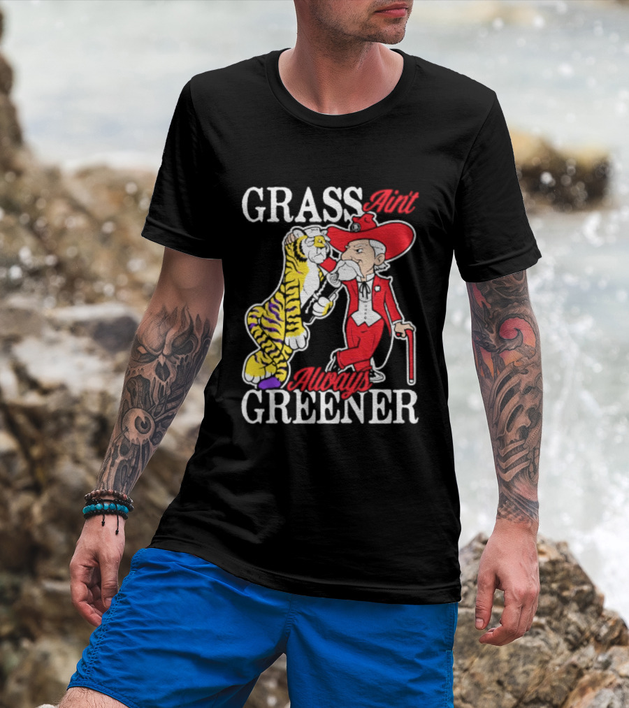 Ole Miss Rebels Vs LSU Tigers Grass Ain't Greener 2026 NCAA T-Shirt