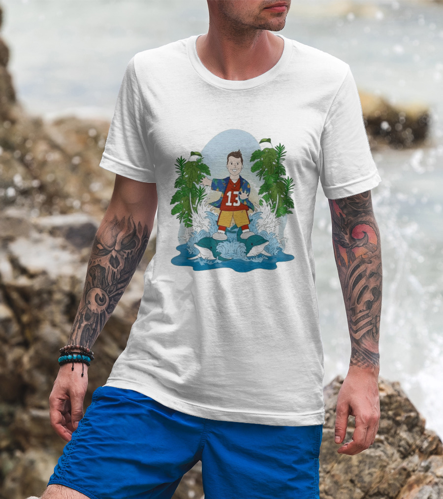 Brock Purdy 13 Surfing Dolphins Tropical Paradise Adventure T-Shirt