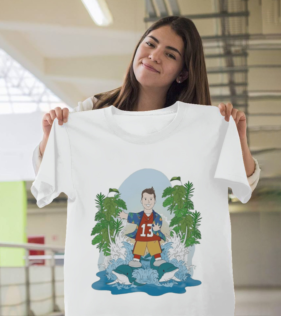 Brock Purdy 13 Surfing Dolphins Tropical Paradise Adventure T-Shirt