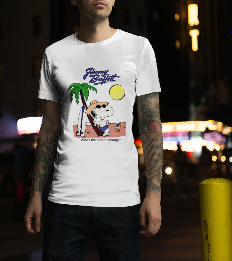 Jimmy Buffett Snoopy Who's The Blonde Stranger Surfing Palm Beach Moon T-Shirt