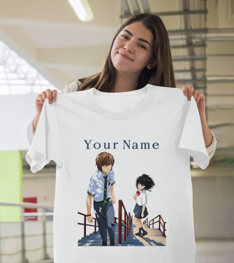 Light Yagami And Your Name Anime Crossover Stairs Scene T-Shirt