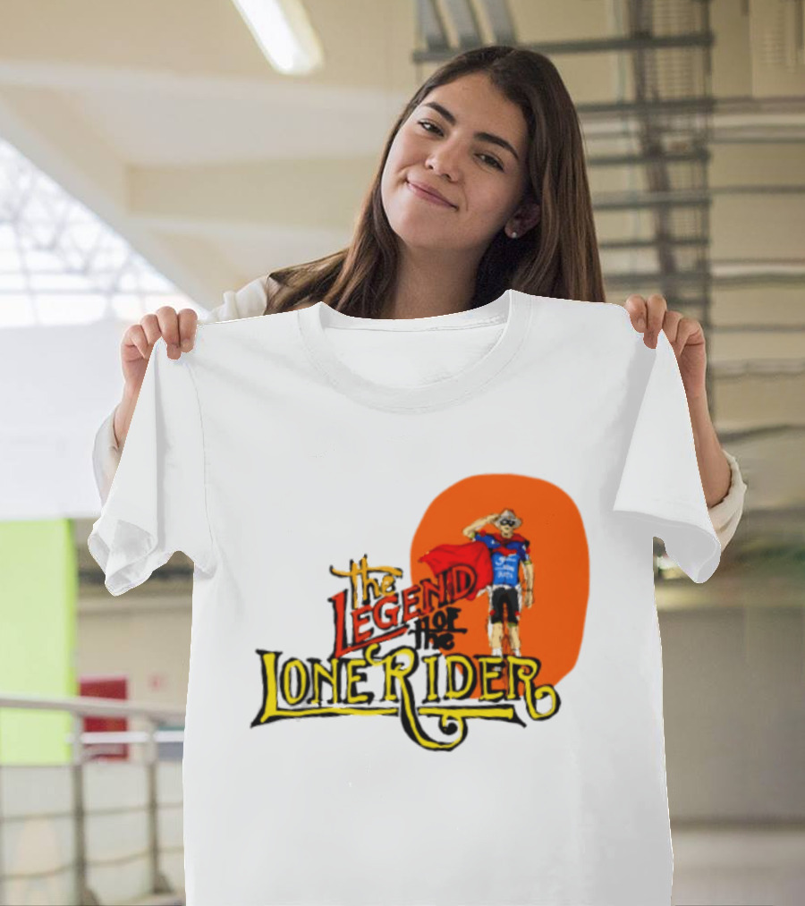 Legend Of The Lone Rider Cyclist Red Cape Blue Outfit T-Shirt