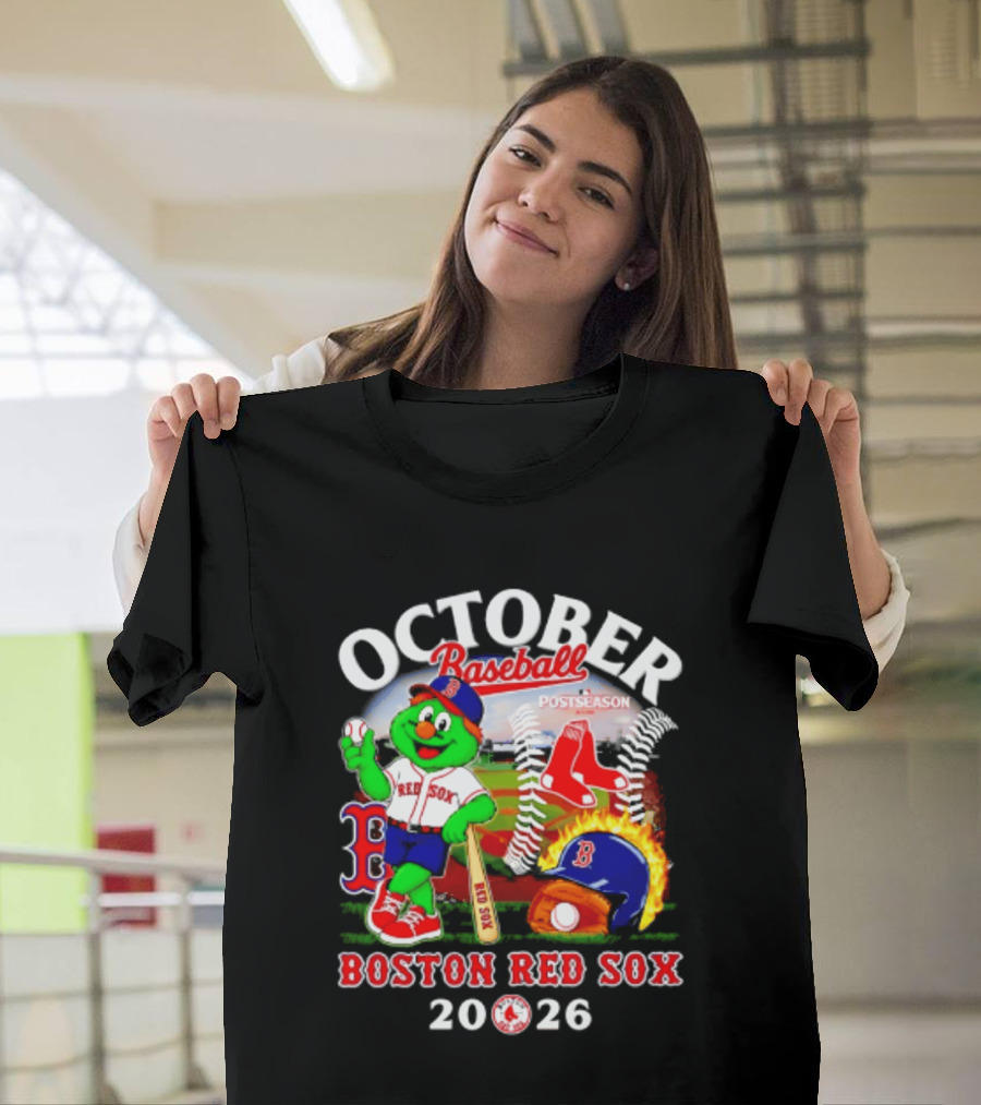 Boston Red Sox October Baseball Postseason 2026 Mascot Red Sox T-Shirt