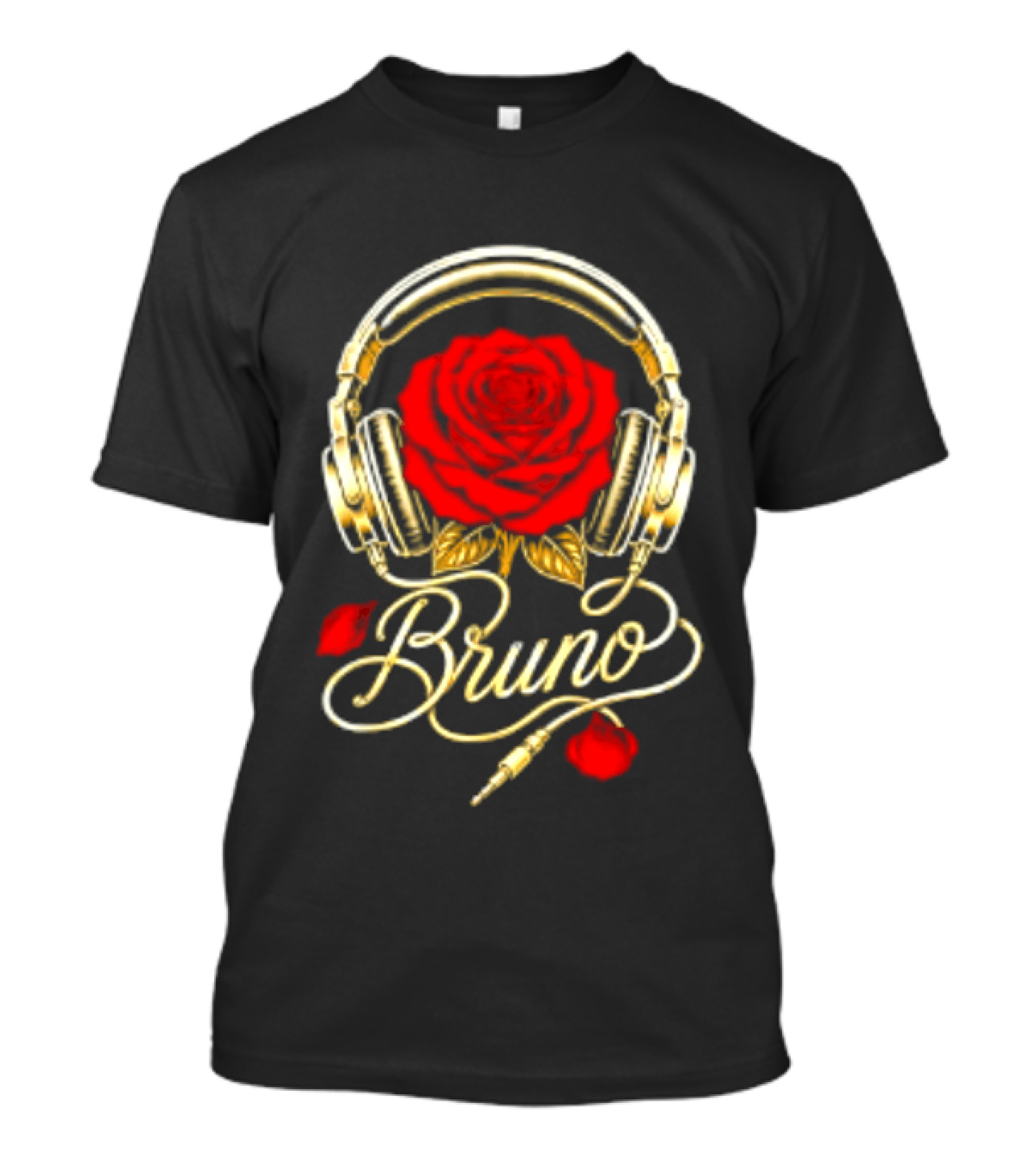 Bruno Headphones And Red Rose T-Shirt