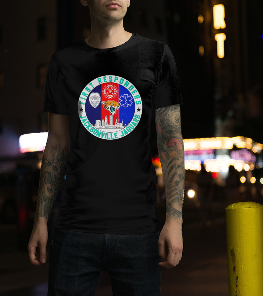 First Responders Jacksonville Jaguars Skyline Tribute 9.11 Memorial T-Shirt