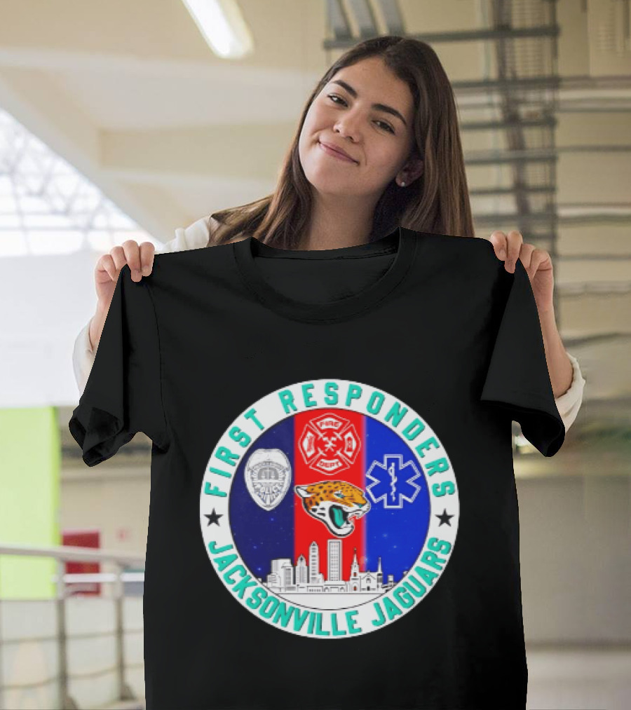 First Responders Jacksonville Jaguars Skyline Tribute 9.11 Memorial T-Shirt