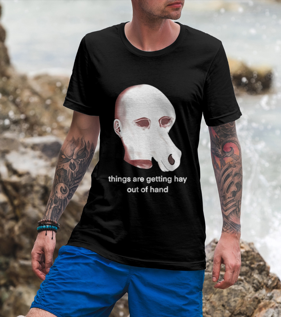 Things Are Getting Hay Out Of Hand Horse Head T-Shirt