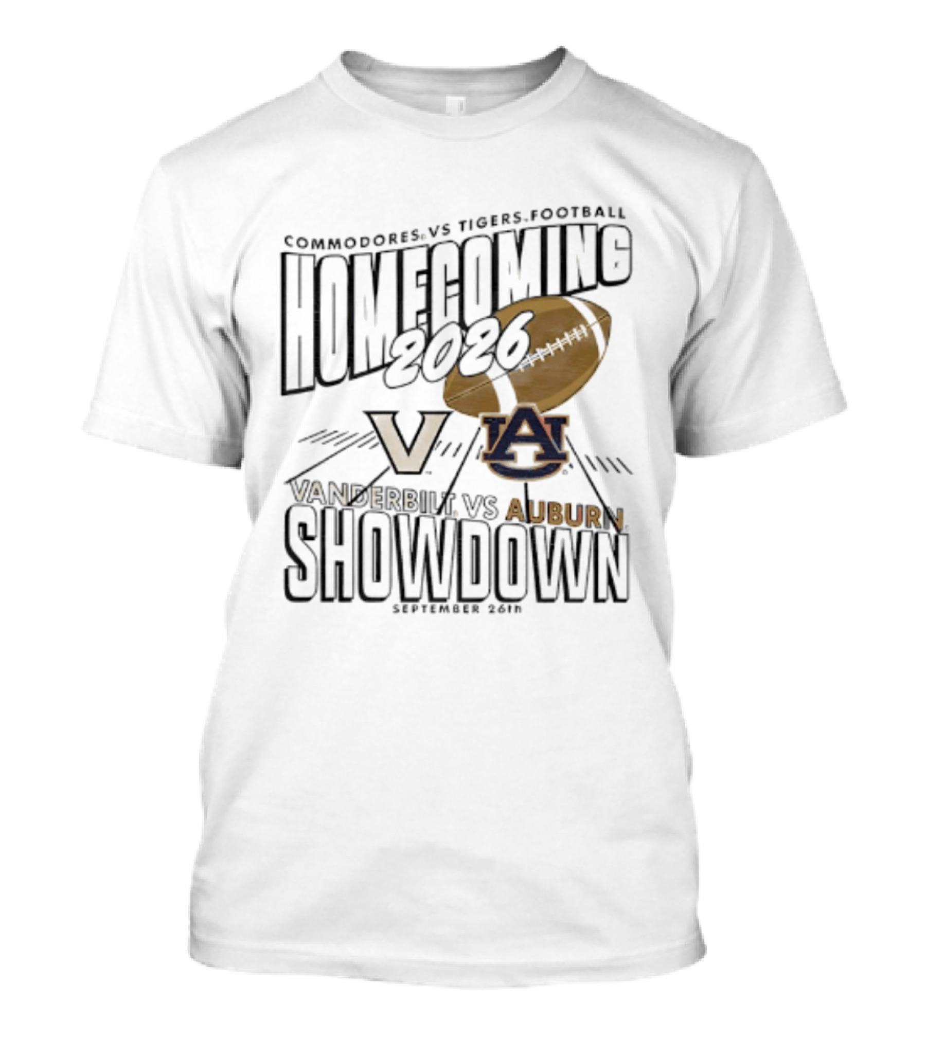 Auburn Vs Vanderbilt Tigers Commodores Homecoming 2026 September Showdown T-Shirt