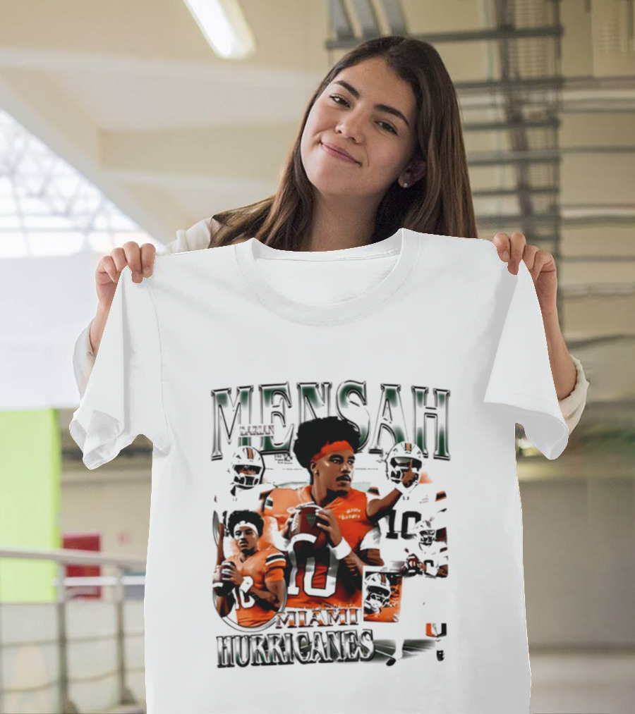 Darian Mensah Miami Hurricanes 10 Football Player Collage T-Shirt