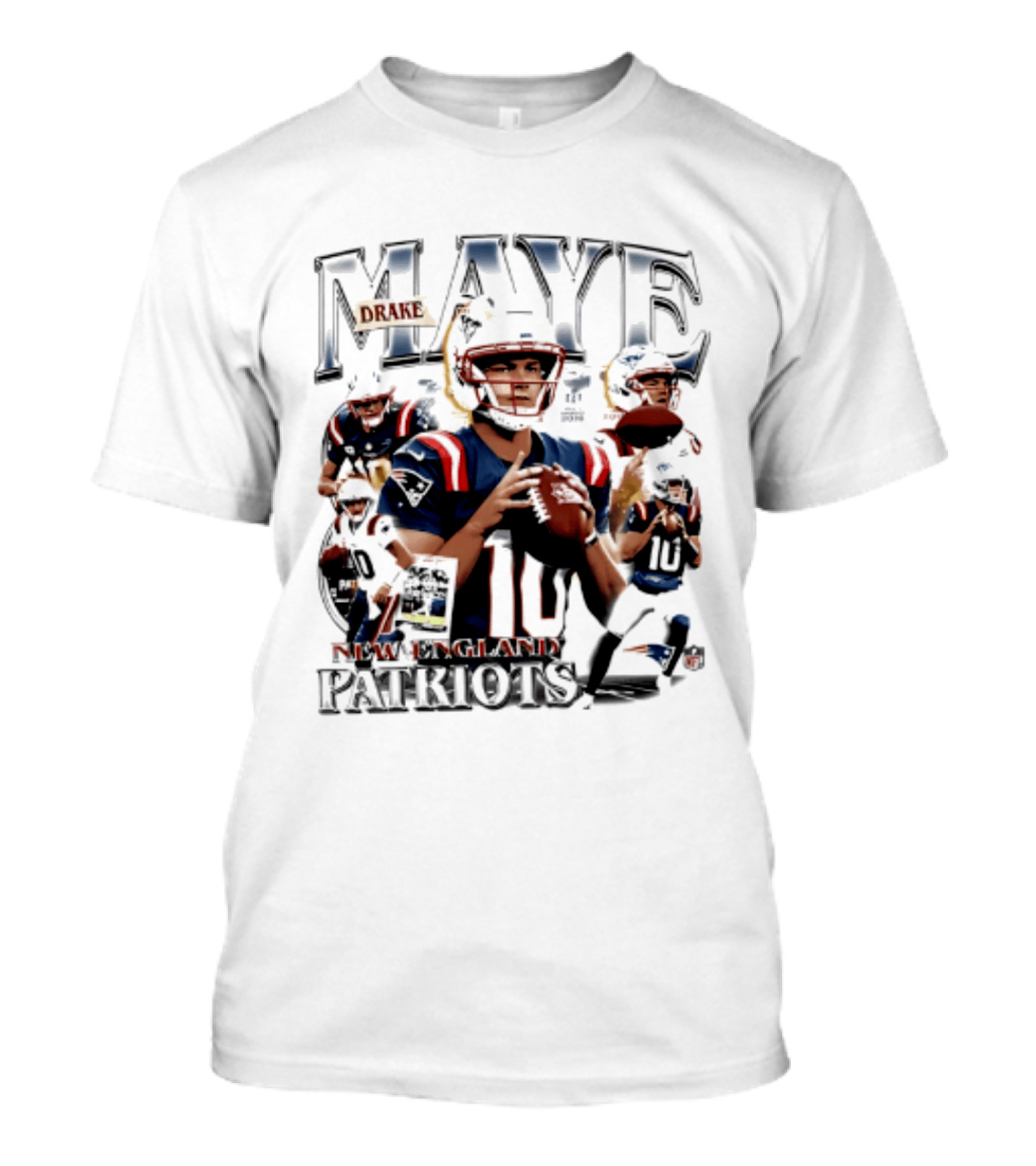 Drake Maye New England Patriots 2026 Player Collage Football Jersey T-Shirt