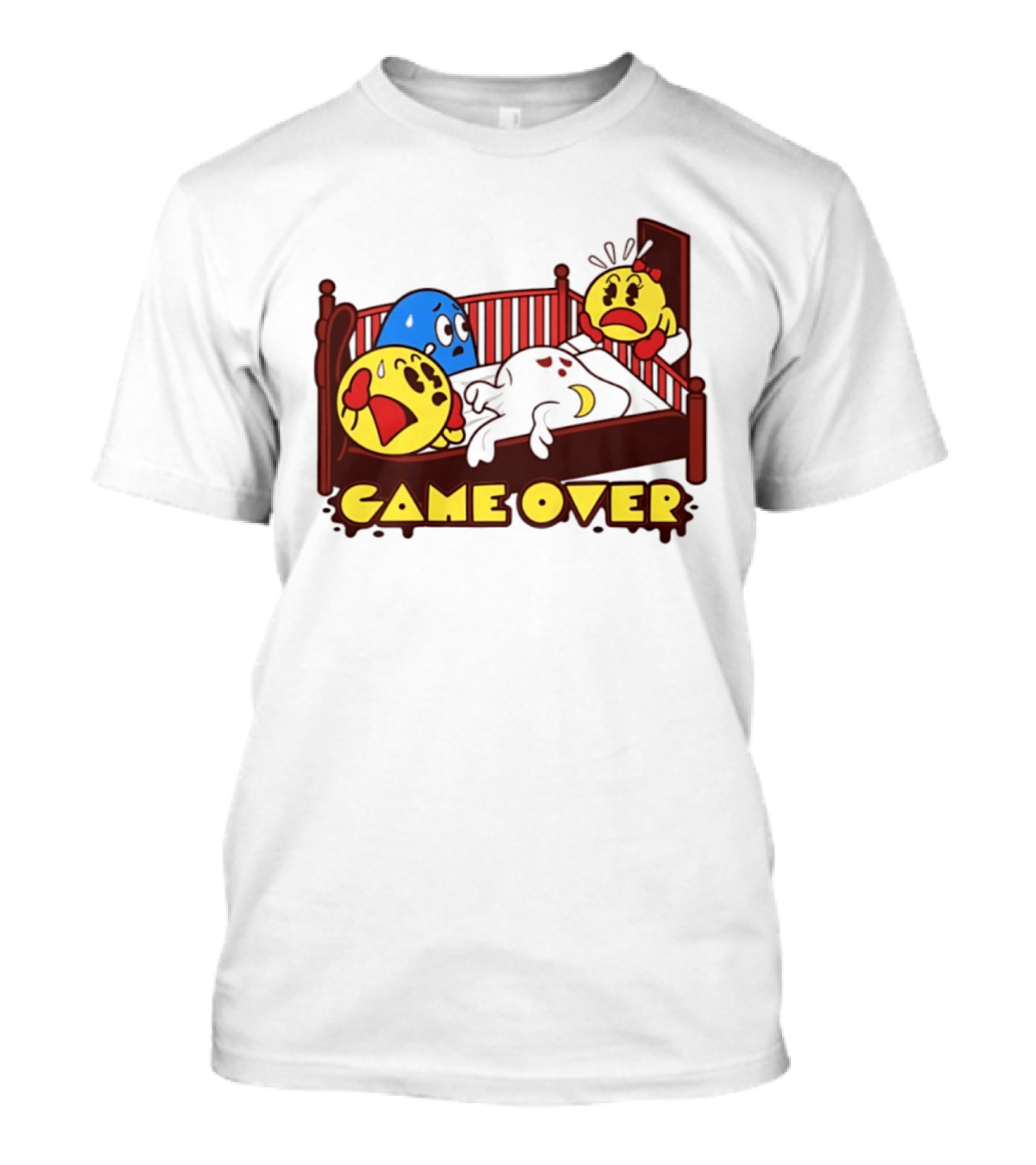 Game Over Halloween Pac Man Ghost Bed Scene T-Shirt