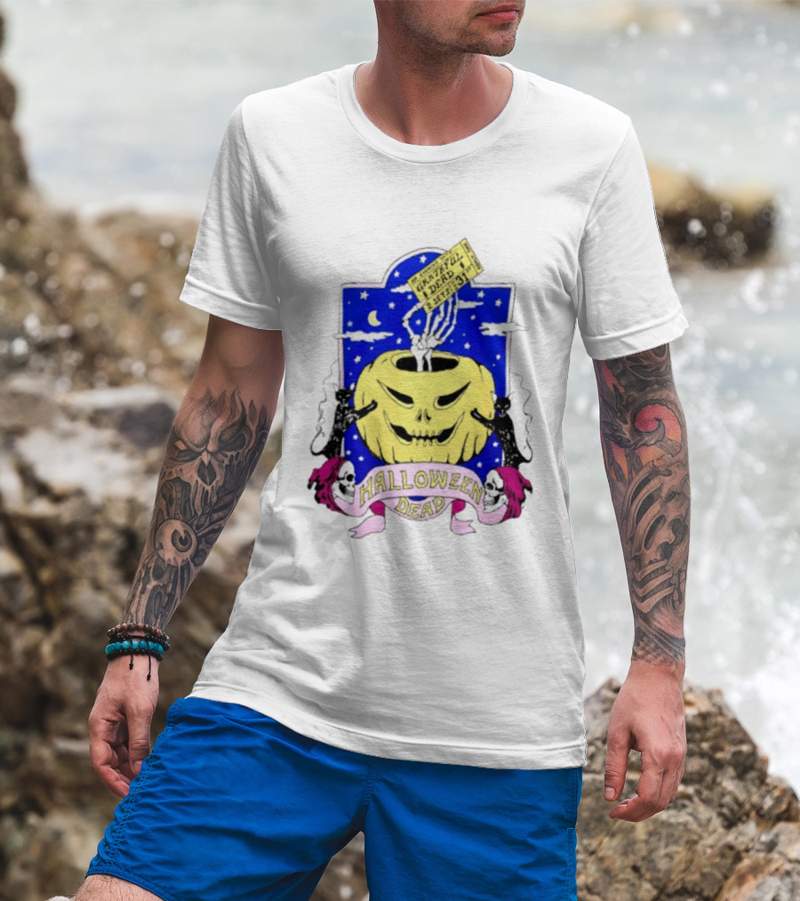 Grateful Dead Halloween Skeleton Hand With Pumpkin And Ticket 1971 T-Shirt