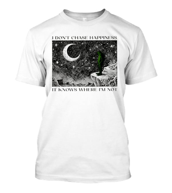 I Don't Chase Happiness It Knows Where I'm Not Frog Moonlit Starry Night T-Shirt