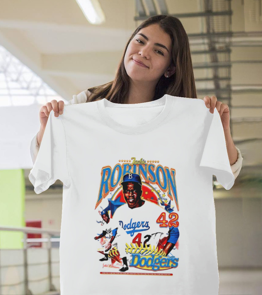 Jackie Robinson Dodgers 42 Legends Baseball Icon Two Sided T-Shirt