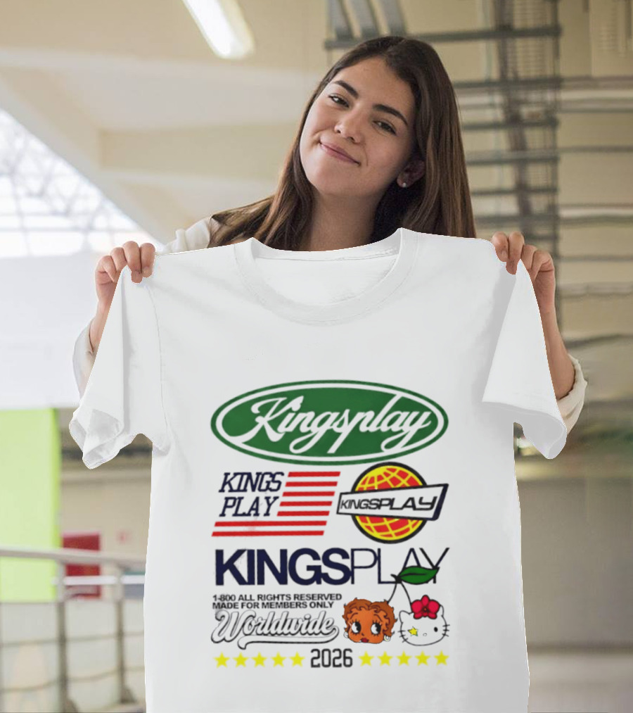Kingsplay 1 800 All Rights Reserved Members Only Worldwide 2026 Hello Kitty Stars T-Shirt