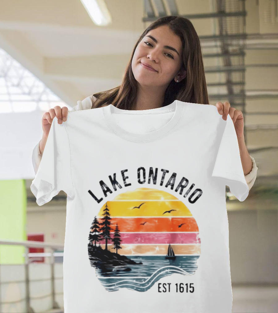 Lake Ontario Est 1615 Great Lakes Nature Sunset Sailing Scene T-Shirt
