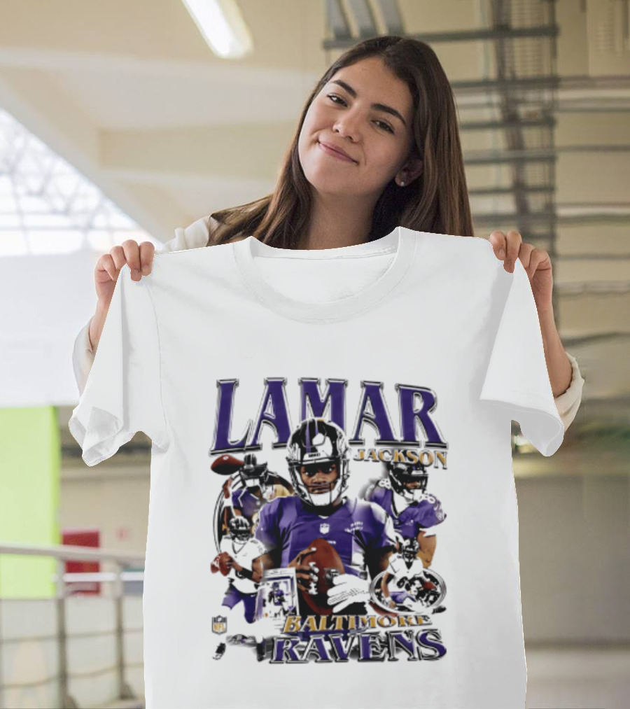 Lamar Jackson Baltimore Ravens Player Collage T-Shirt