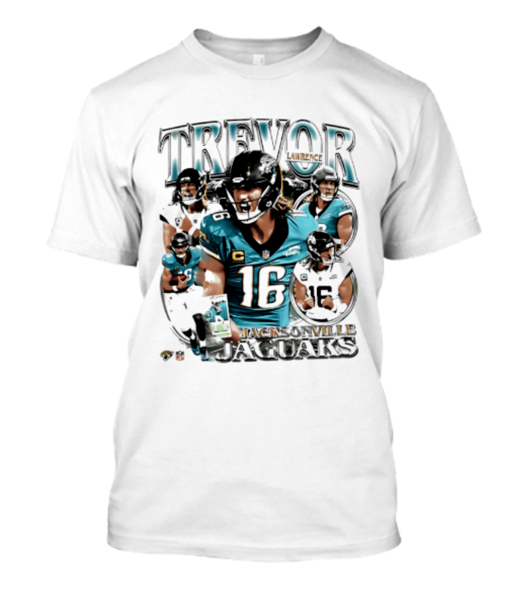 Trevor Lawrence Number 16 Jacksonville Jaguars 2026 Collage T-Shirt
