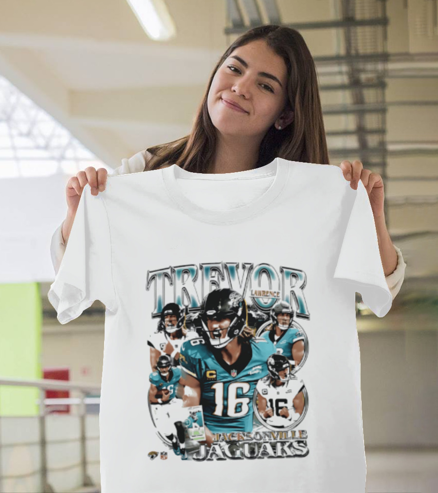 Trevor Lawrence Number 16 Jacksonville Jaguars 2026 Collage T-Shirt
