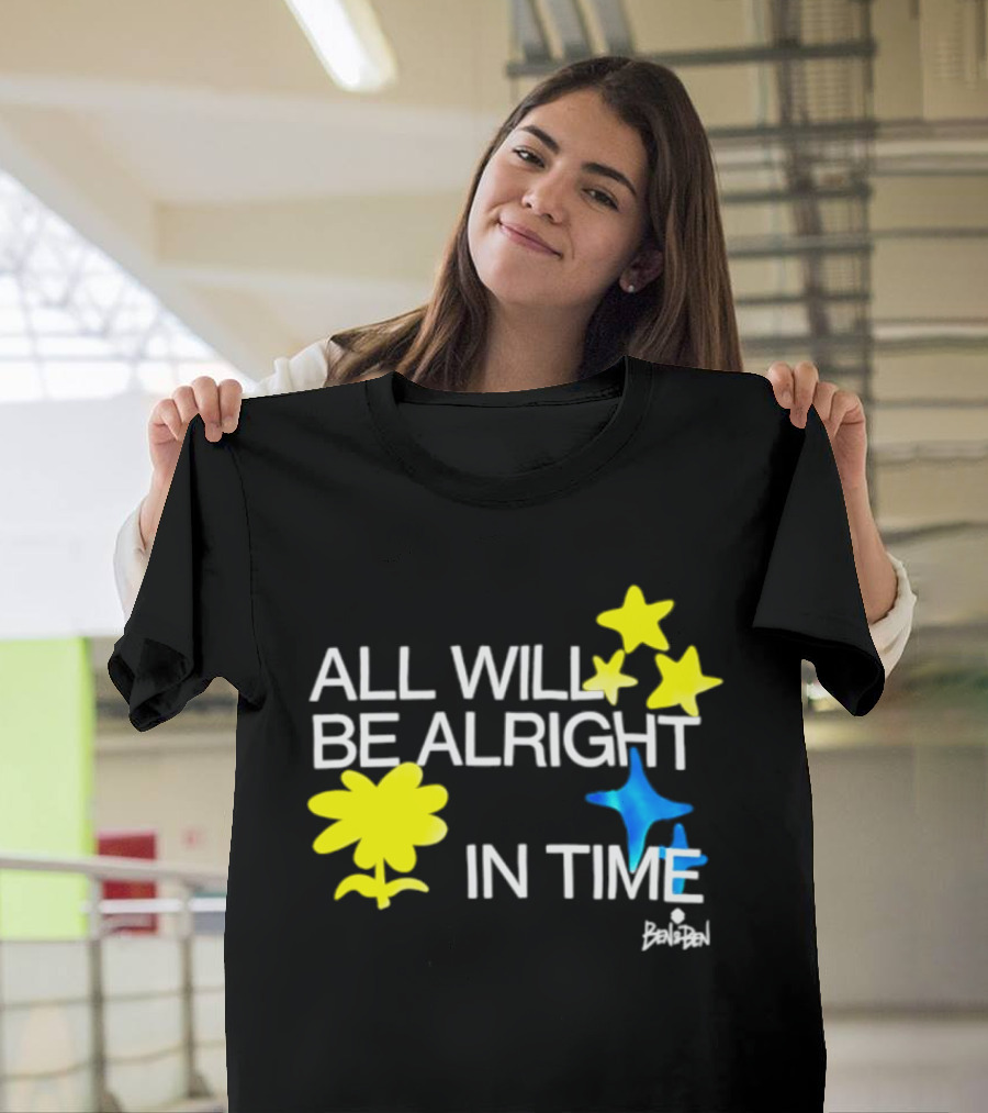 All Will Be Alright In Time OPM Star Text With Yellow Flowers And Stars T-Shirt