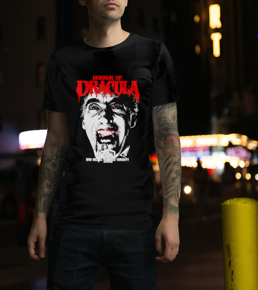 Horror Of Dracula Who Will Be His Bride Tonight Vintage Vampire Movie T-Shirt