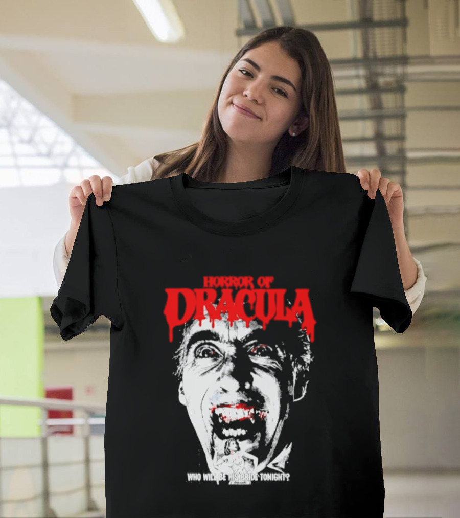 Horror Of Dracula Who Will Be His Bride Tonight Vintage Vampire Movie T-Shirt