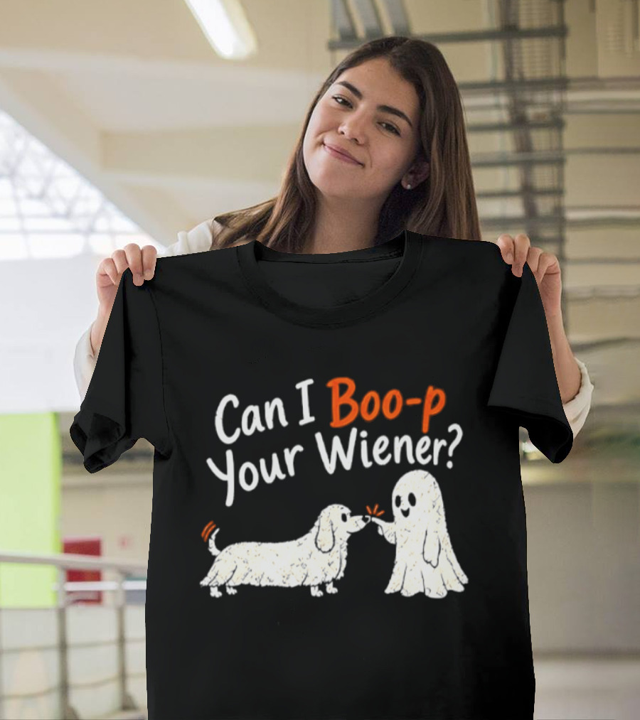 Can I Boo P Your Wiener Dachshund Ghost And Dog Halloween Fun T-Shirt