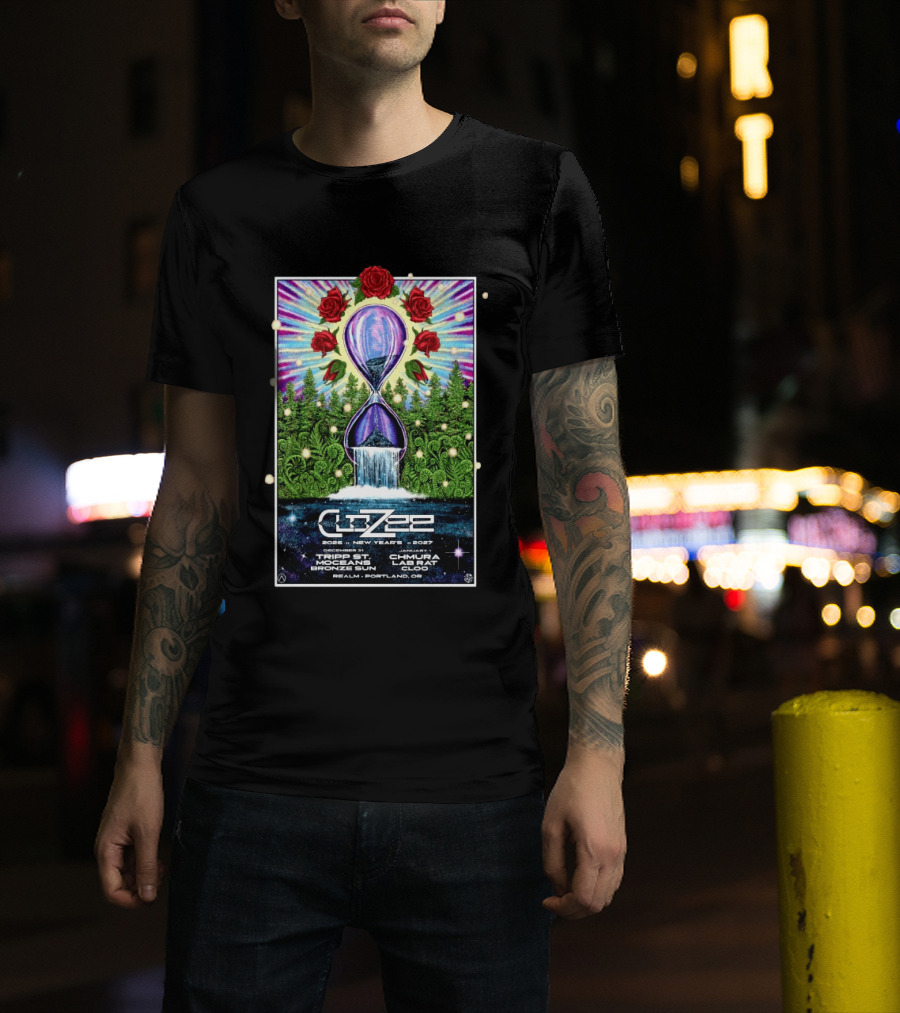 CloZee New Year's Eve 2026 2027 Portland Oregon Realm Event Featuring Trip St MZG Enzi Chad Chmura Labrat Supertask Comisar T-Shirt