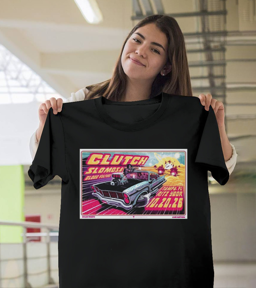 Clutch Slomosa Blood Vulture Tampa FL Ritz Ybor 10 20 26 Live Nation Promo Car T-Shirt