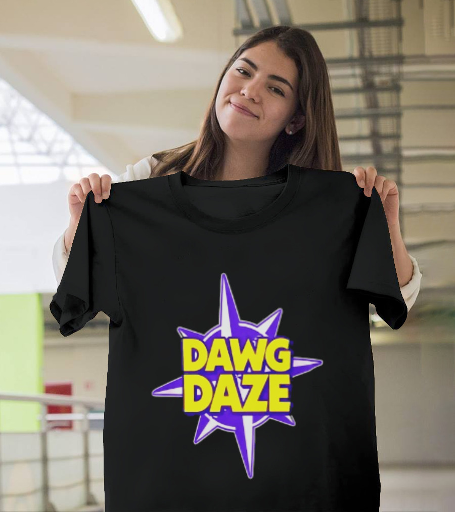 Dawg Daze University Campus Orientation Purple And Yellow Starburst T-Shirt
