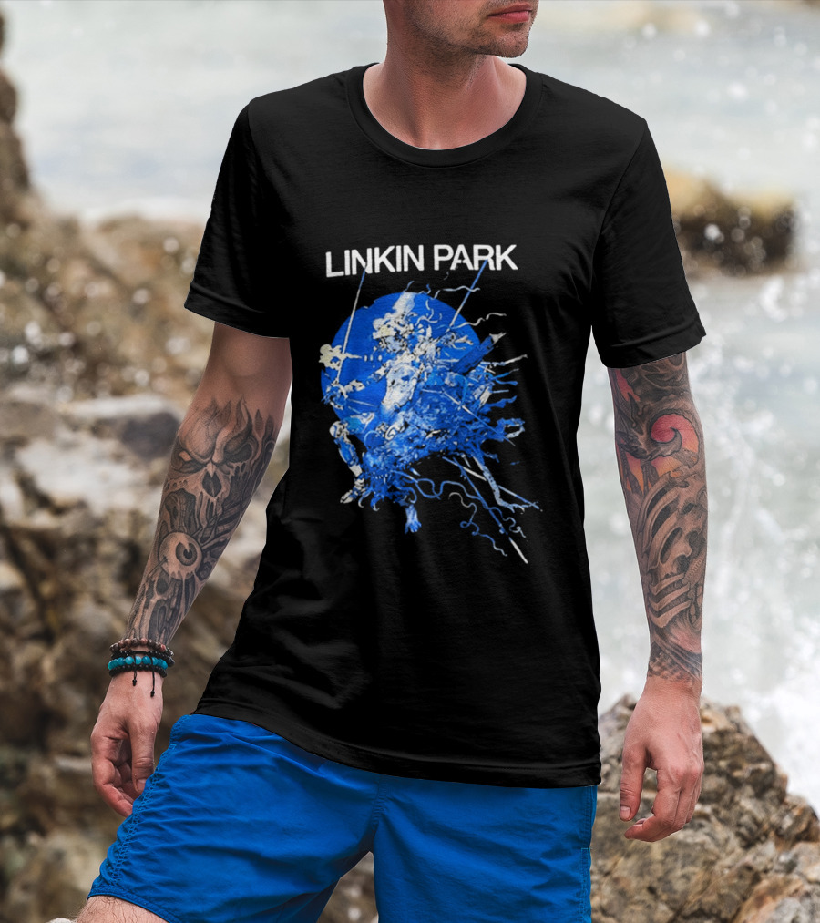 Linkin Park Katsuya Terada Blue Abstract Art Collaboration T-Shirt