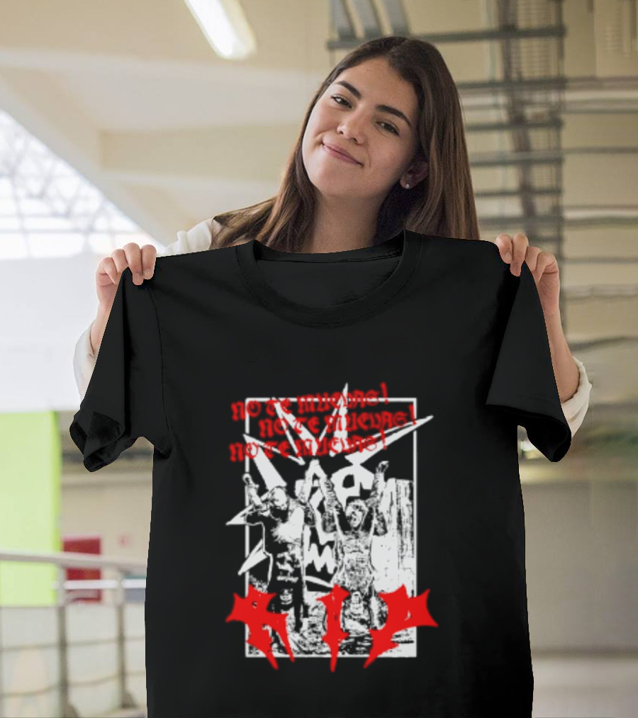 No Te Muevas Rip Punk Rock Hardcore Band White And Red Distorted T-Shirt