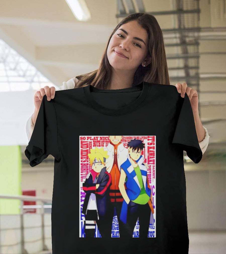 Uzumaki Boruto Naruto Kawaki Rivals Bright Style Manga Characters T-Shirt