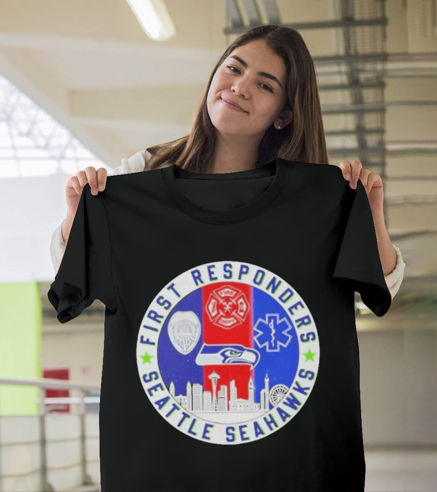 Seattle Seahawks First Responders Never Forget 9 11 Skyline T-Shirt