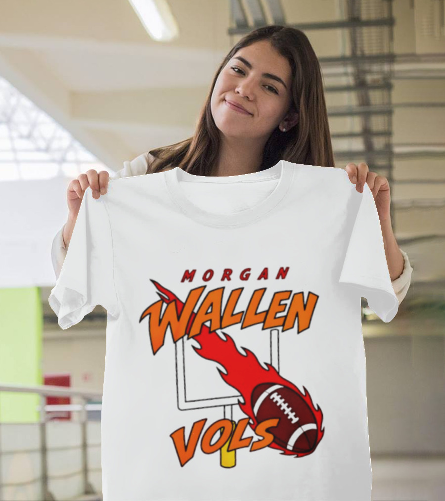 Morgan Wallen Vols Football Tennessee Volunteers Flaming Football Goalpost T-Shirt
