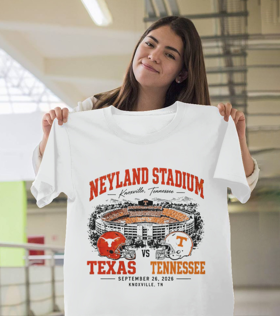 Neyland Stadium Knoxville Texas Vs Tennessee September 26 2026 Matchup T-Shirt