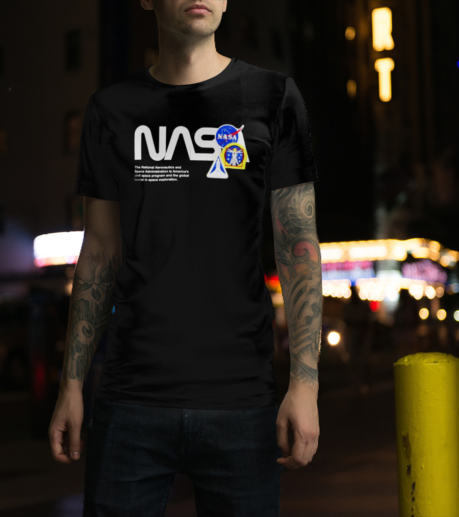 NASA Galaxy Essential Alpha Industries Store Iconic Space Patches T-Shirt