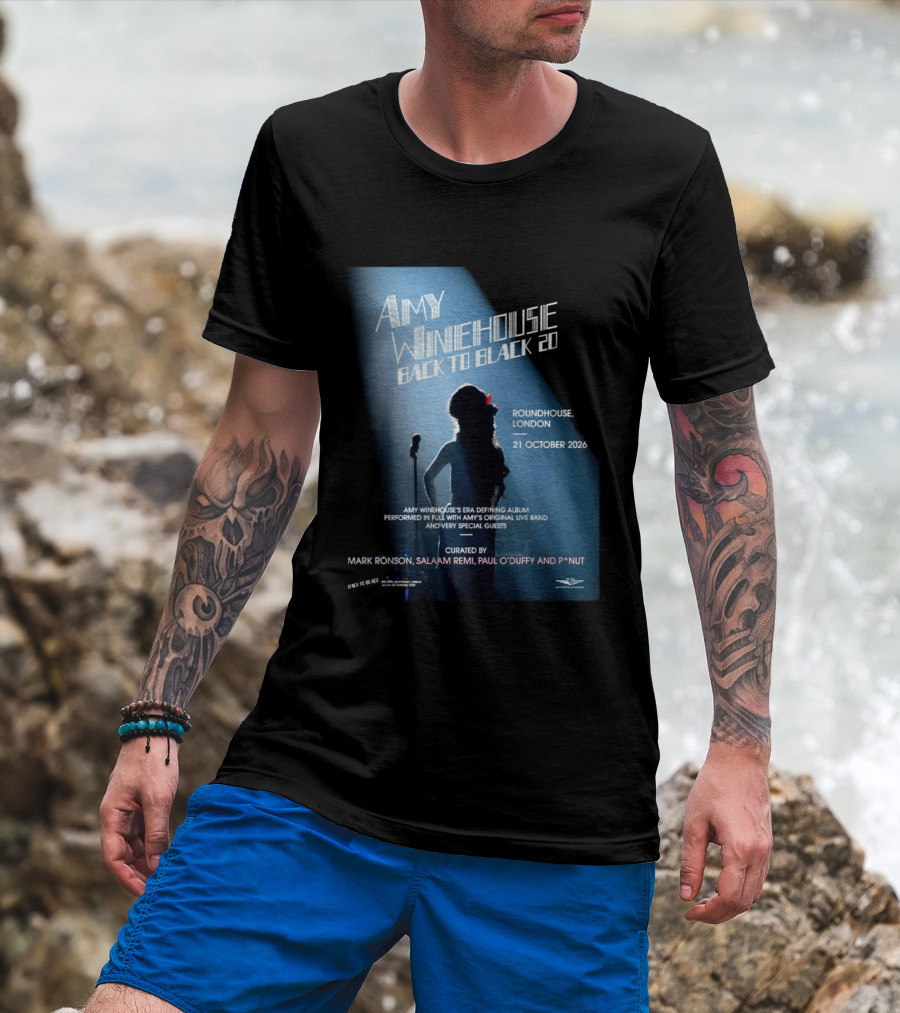 Amy Winehouse Back To Black 20 Roundhouse London 21 October 2026 Live Performance Event T-Shirt