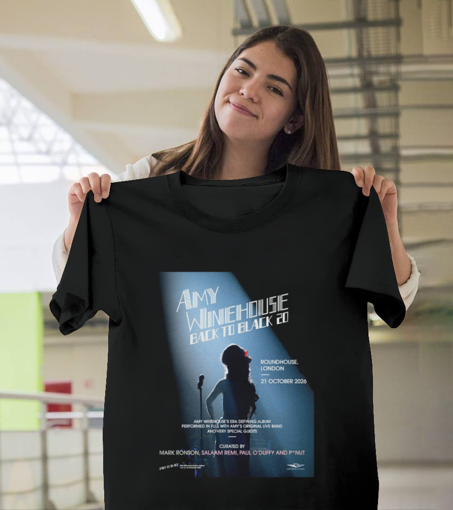 Amy Winehouse Back To Black 20 Roundhouse London 21 October 2026 Live Performance Event T-Shirt