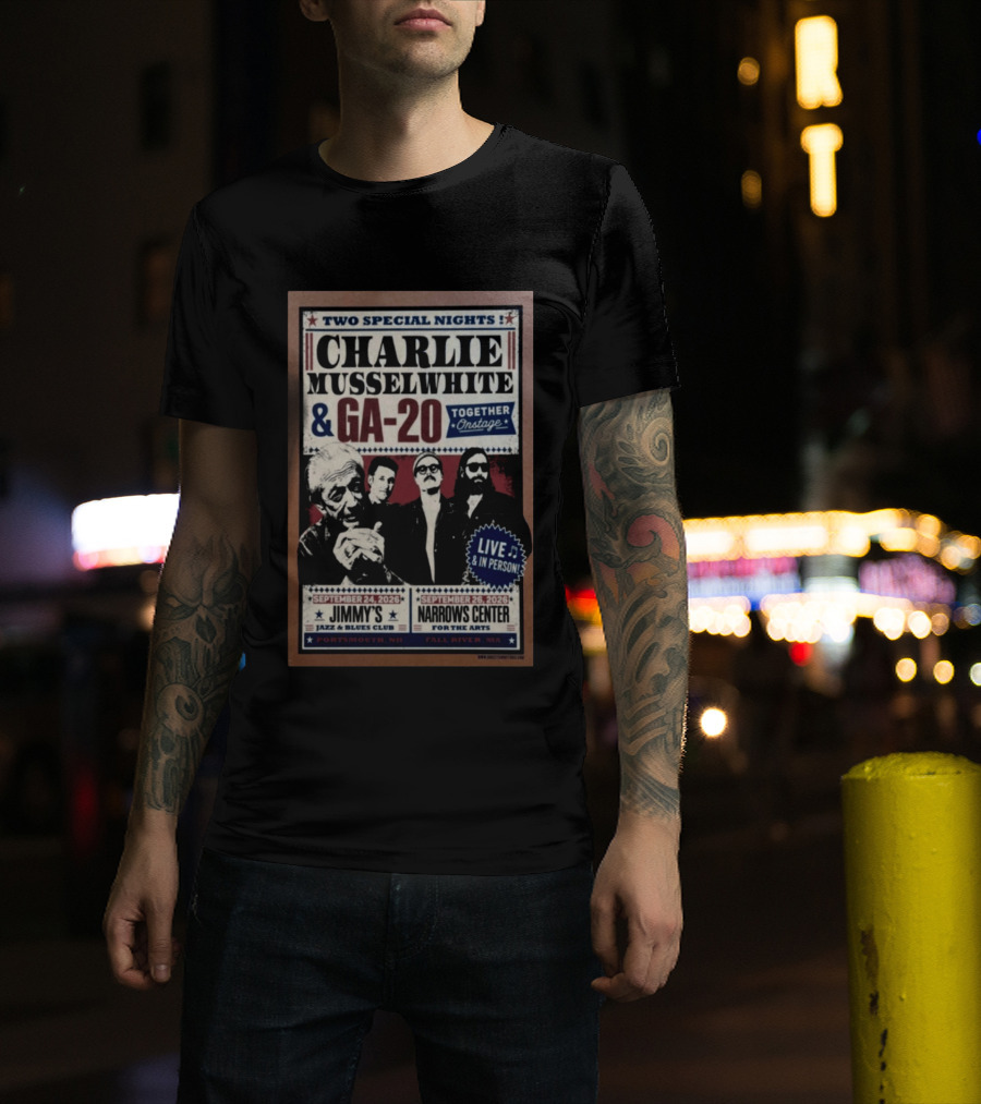 Charlie Musselwhite GA 20 Live At Jimmy's Jazz September 2026 Portsmouth NH T-Shirt