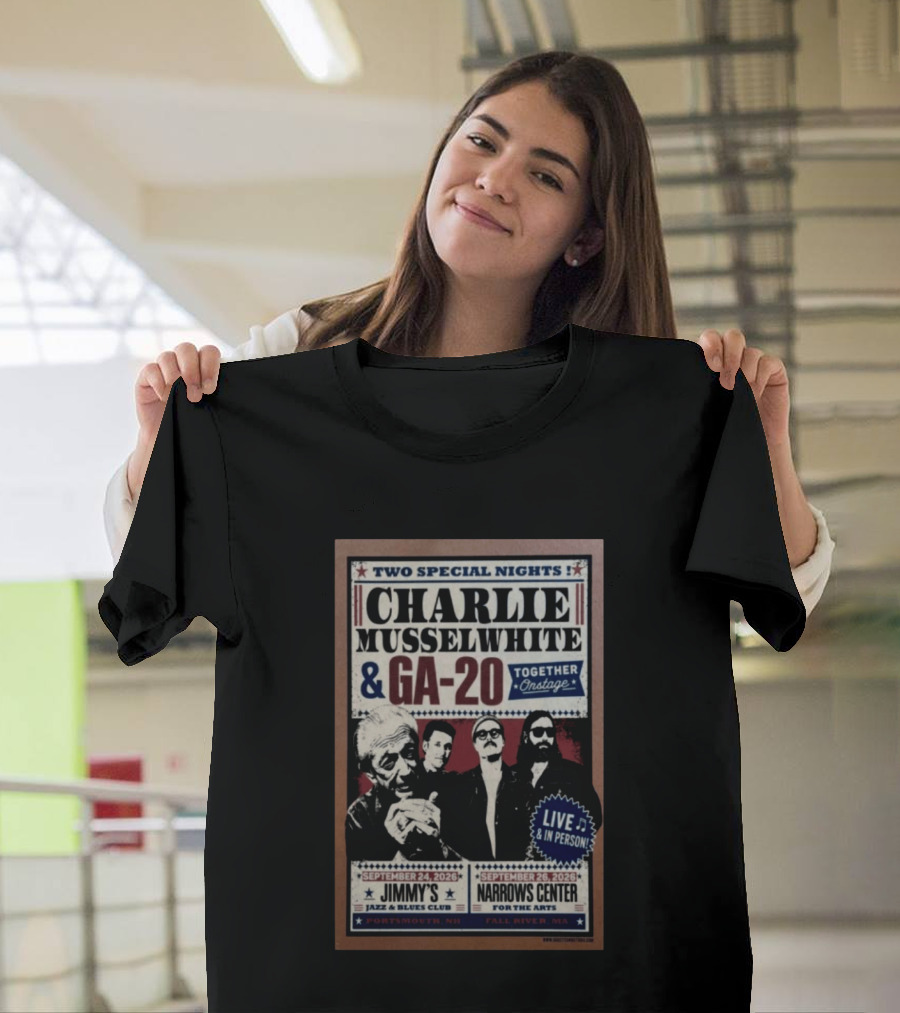 Charlie Musselwhite GA 20 Live At Jimmy's Jazz September 2026 Portsmouth NH T-Shirt
